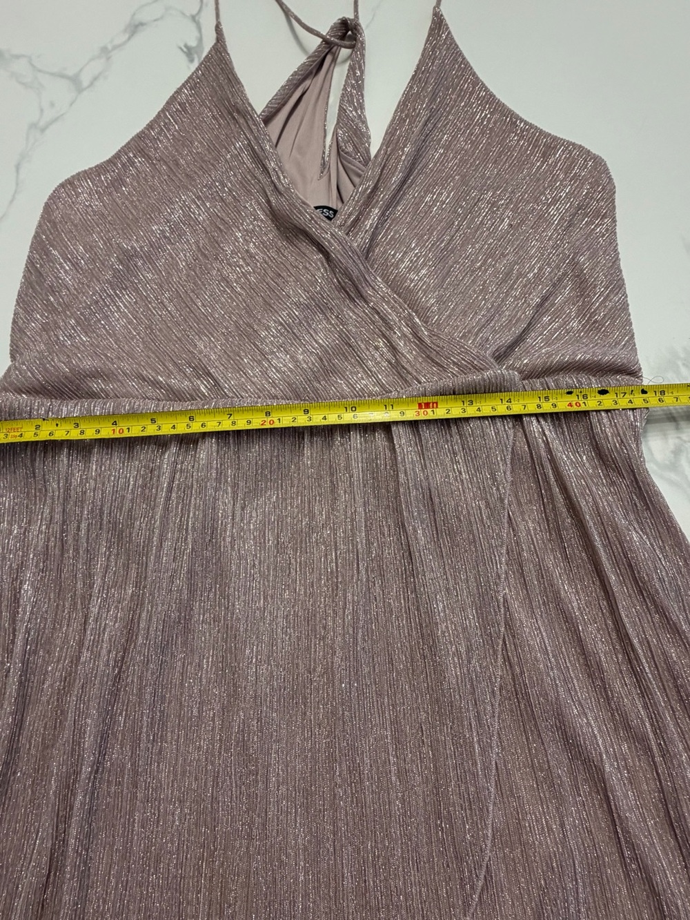 Express Sleeveless Metallic Mauve Wrap Mini Dress XL - Picture 5 of 8